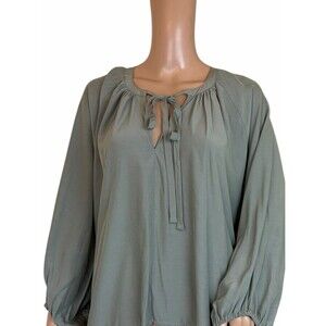 Prologue L Green Balloon Long Sleeve Blouse